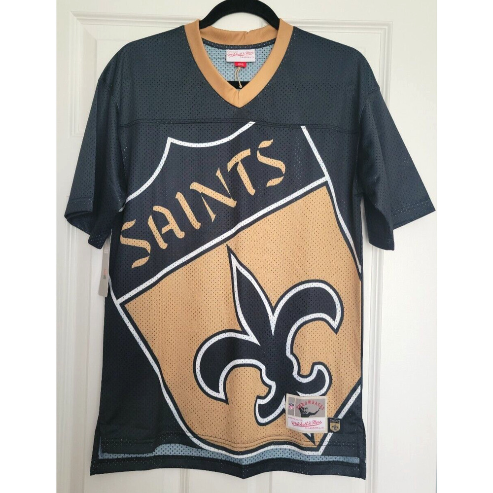 Mitchell & Ness Youth Large 14/16 New Orleans Saints Black Historic Logo Jersey